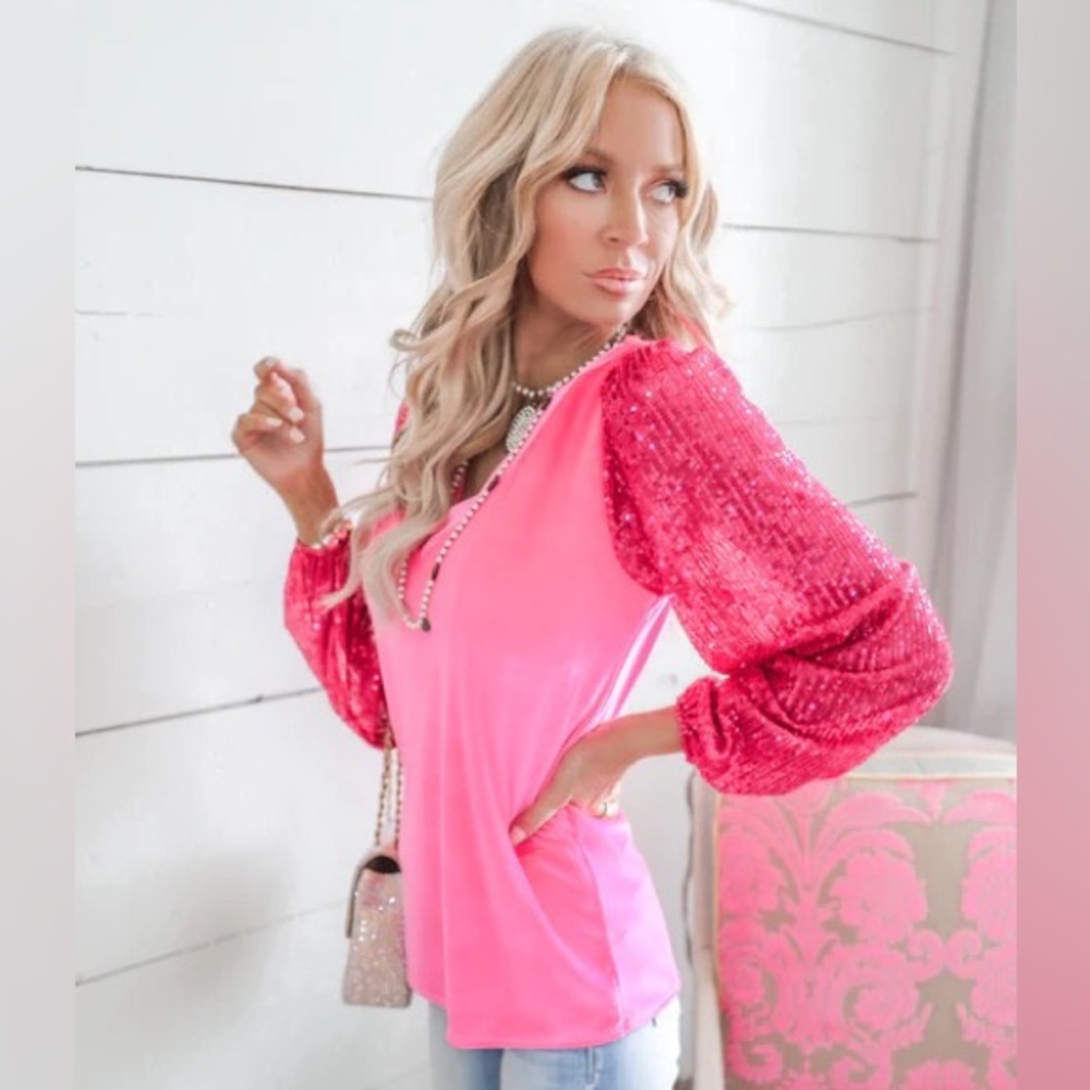 💖 BARBIECORE Hot Pink Sequin Top💖 -PLEASE READ DESCRIPTION ⬇️